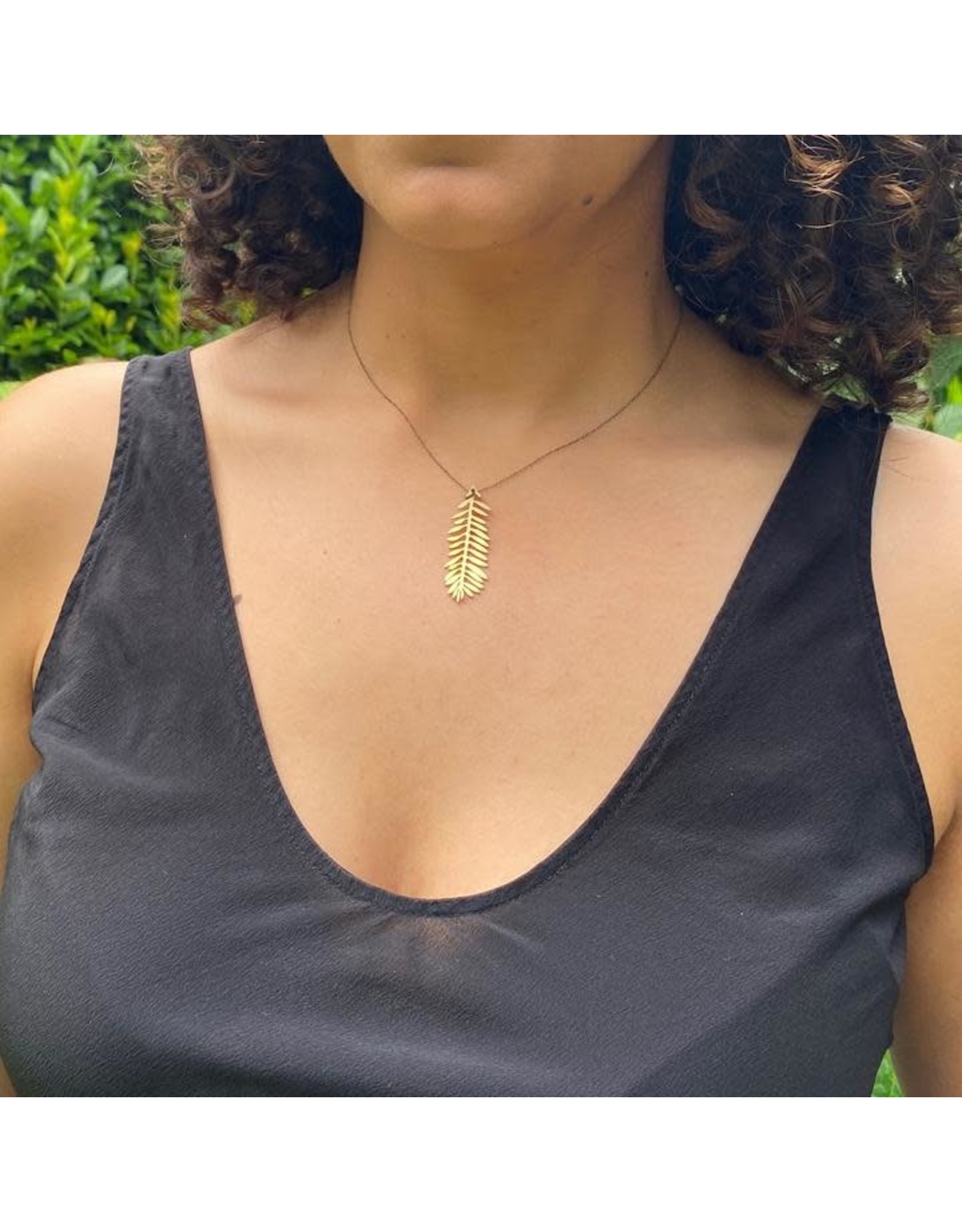 Brass Leaf Pendant Necklace