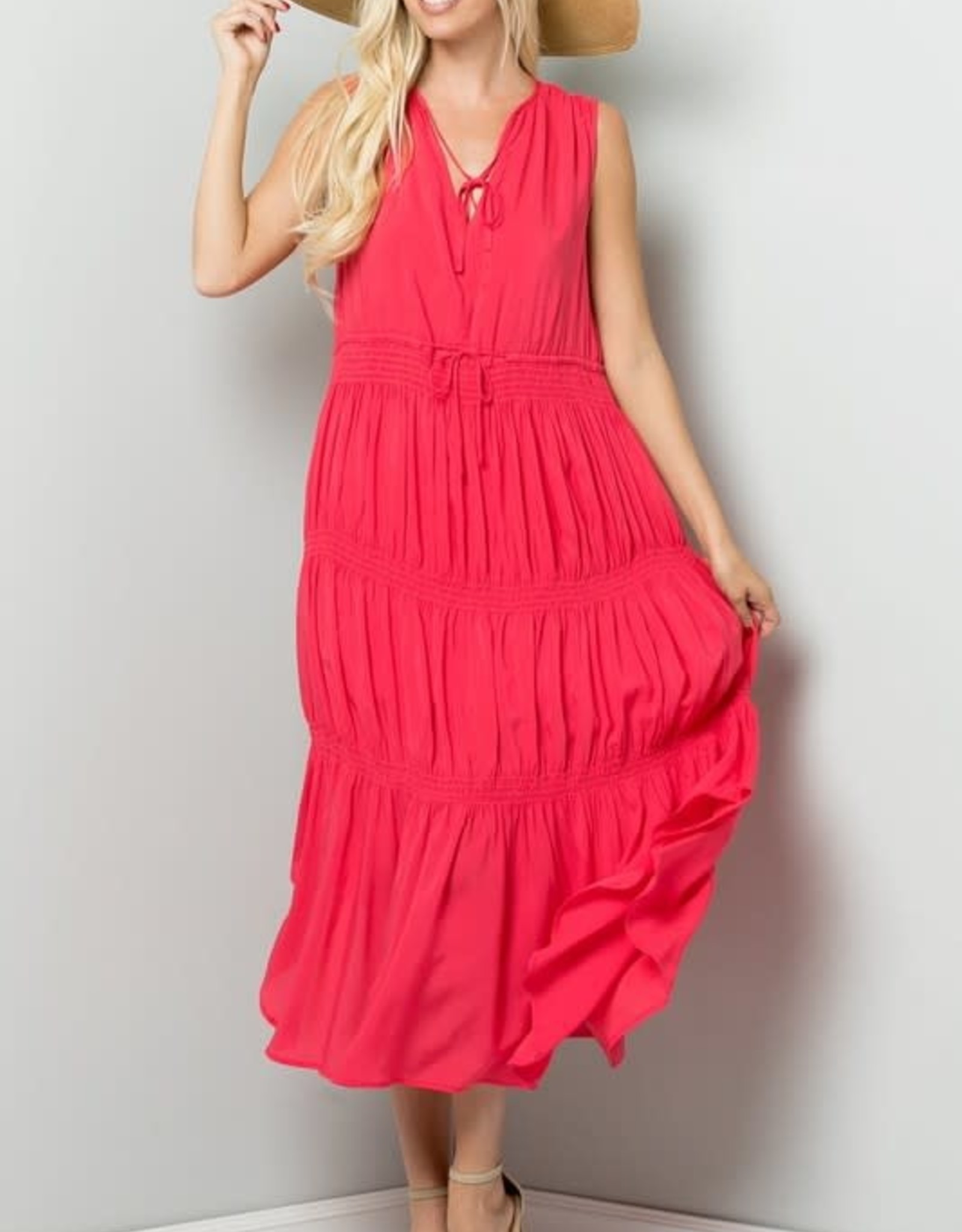 Trend Shop Hot Pink Smocking Flowy Dress