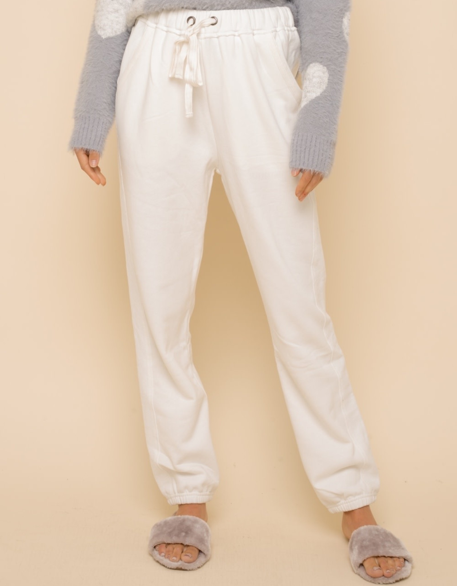 Hem & Thread Fleece SweatPants White