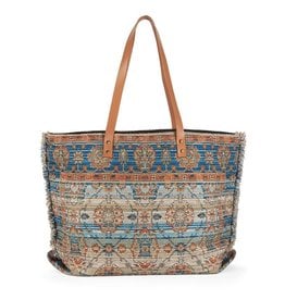 Poppins Carpet Bag - Teal/Tan