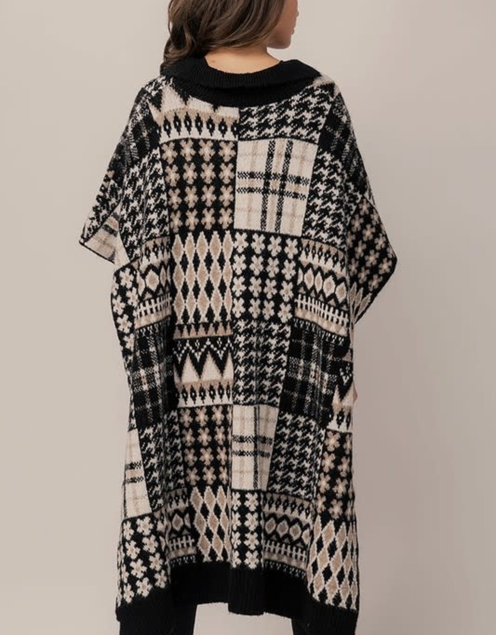 Dreamers by Debut Black Patchwork Poncho