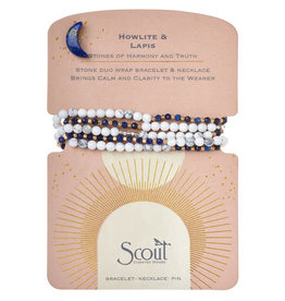 Scout Scout Duo Wrap Bracelet/Necklace/Pin Howlite & LapisGold