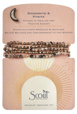 Scout Scout Duo Wrap Bracelet/Necklace/Pin Rhodonite& Pyrite