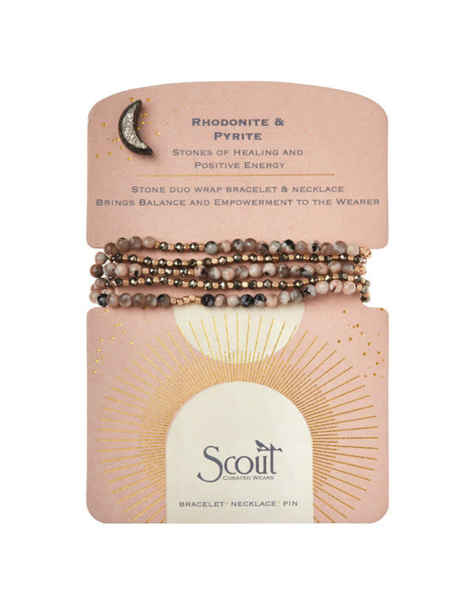 Scout Scout Duo Wrap Bracelet/Necklace/Pin Rhodonite& Pyrite