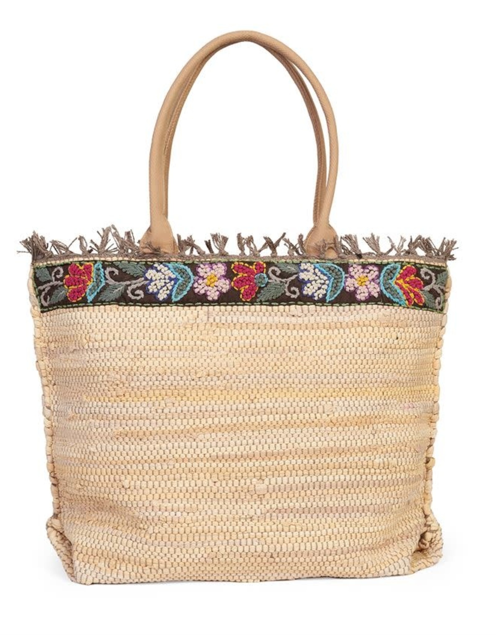 Coco & Carmen Poppins Artisan Floral Woven Tote Bag