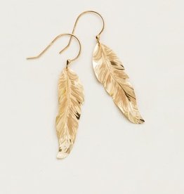 Holly Yashi Gold Petite Free Spirit Feather Earrings
