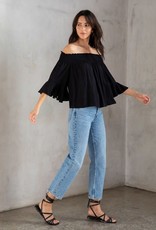 Rose Jacquard Flutter Sleeve off shoulder top