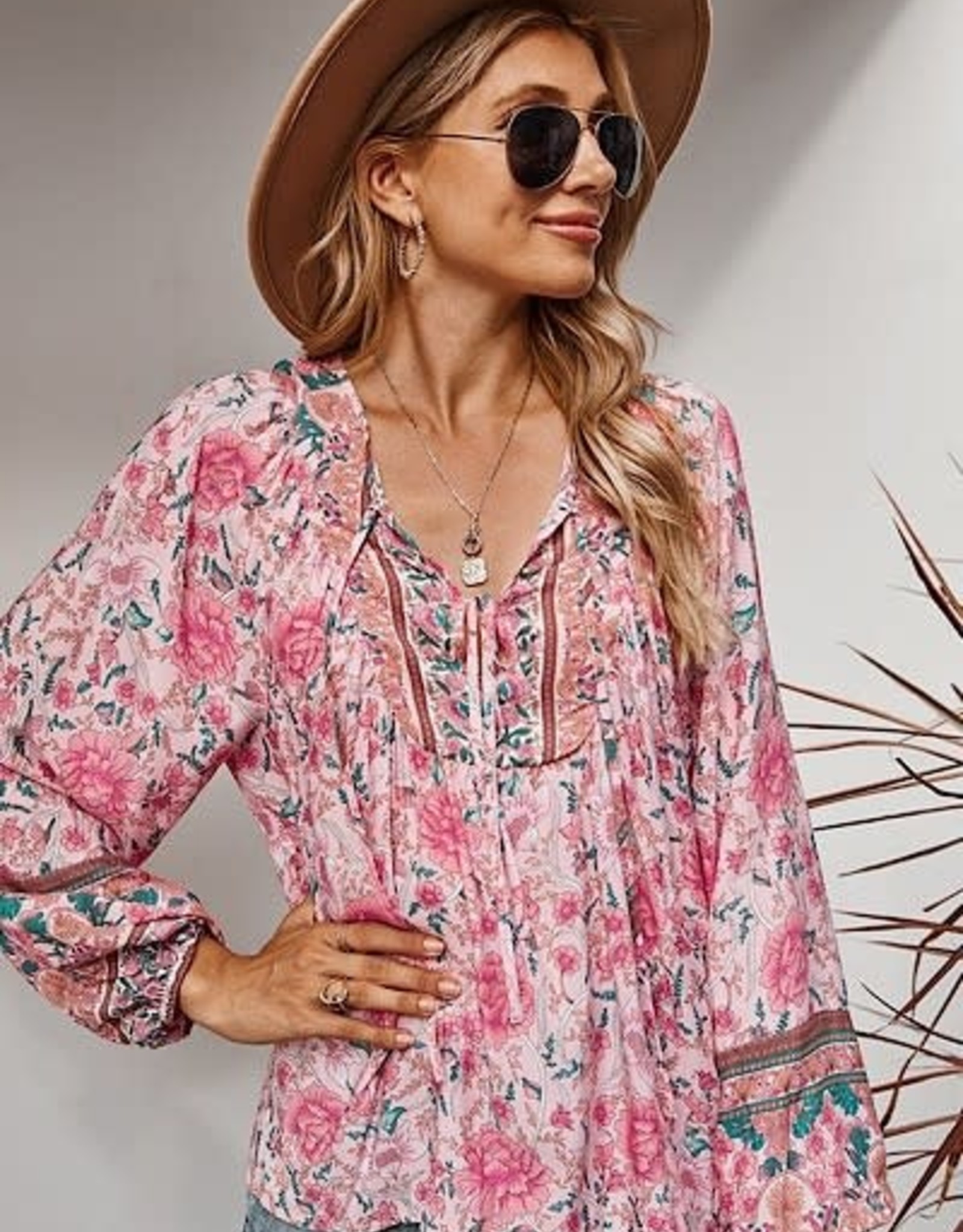 Miss Sparkling Floral Long Sleeve Blouse