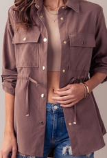 Trend:Notes Snap Button Drawstring Utility Jacket