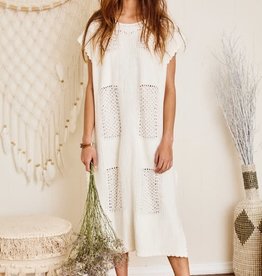 Ces Femme Ivory Sweater Crocheted Dress