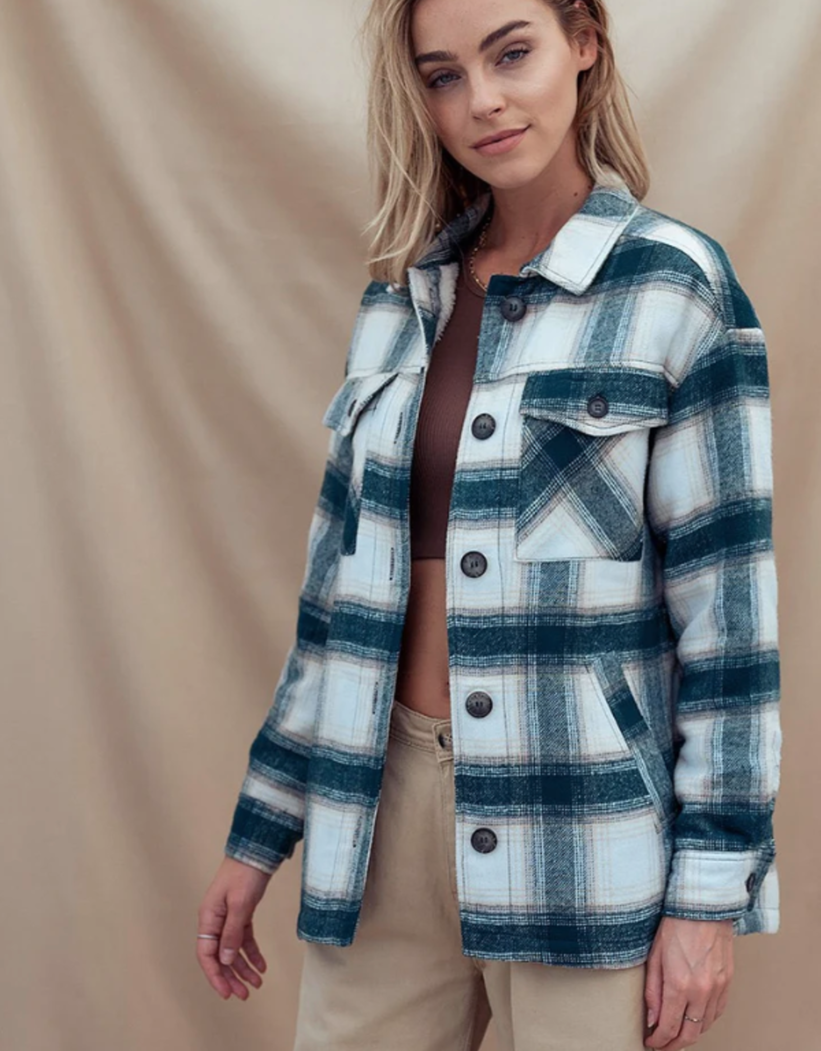 Plaid Sherpa Oversized Jacket