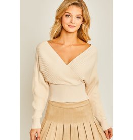 Love Tree V-neck Cropped Sweater Top