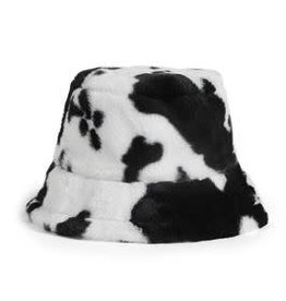 Coco & Carmen Cow Print Faux Fur Bucket Hat