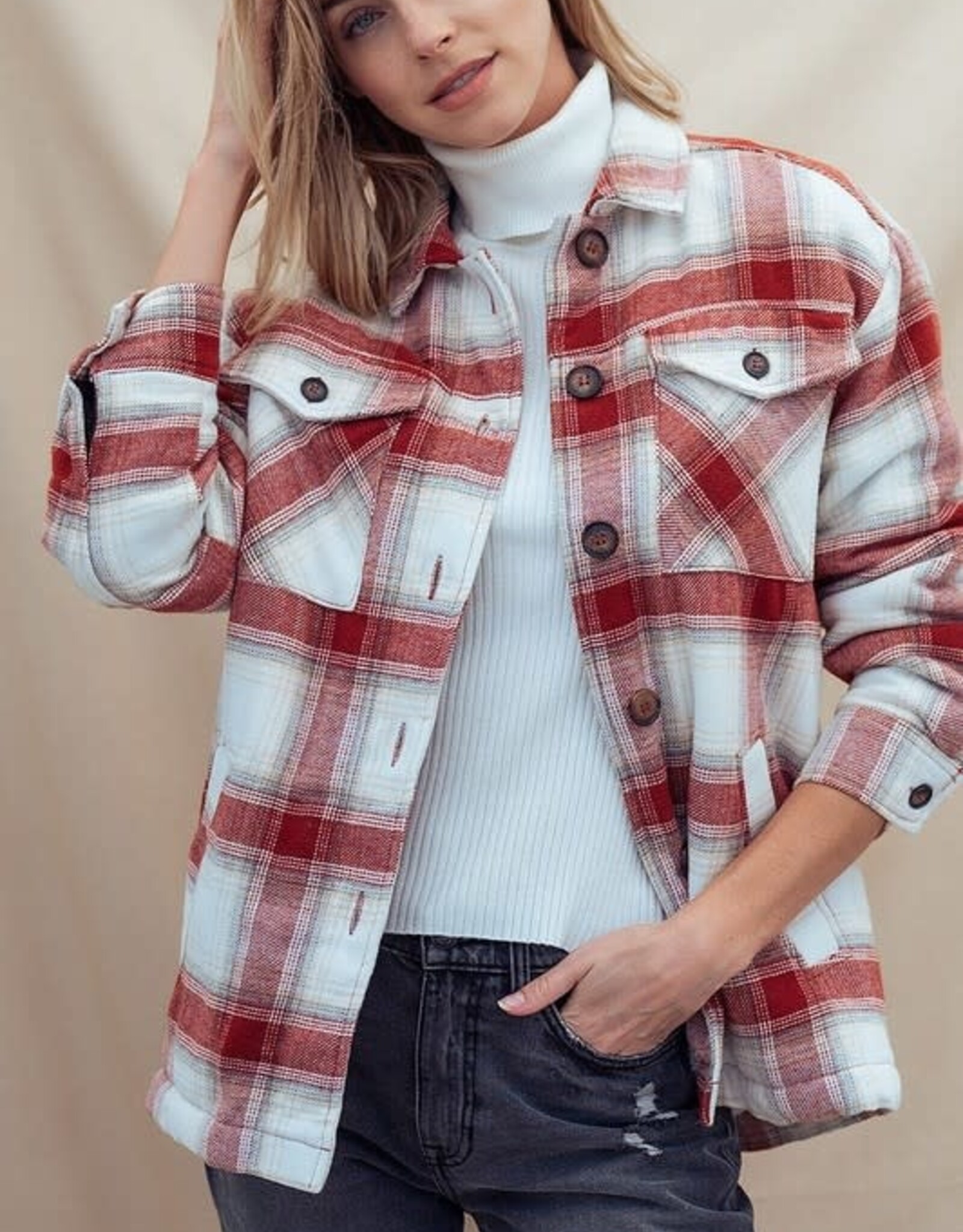 Plaid Sherpa Oversized Jacket