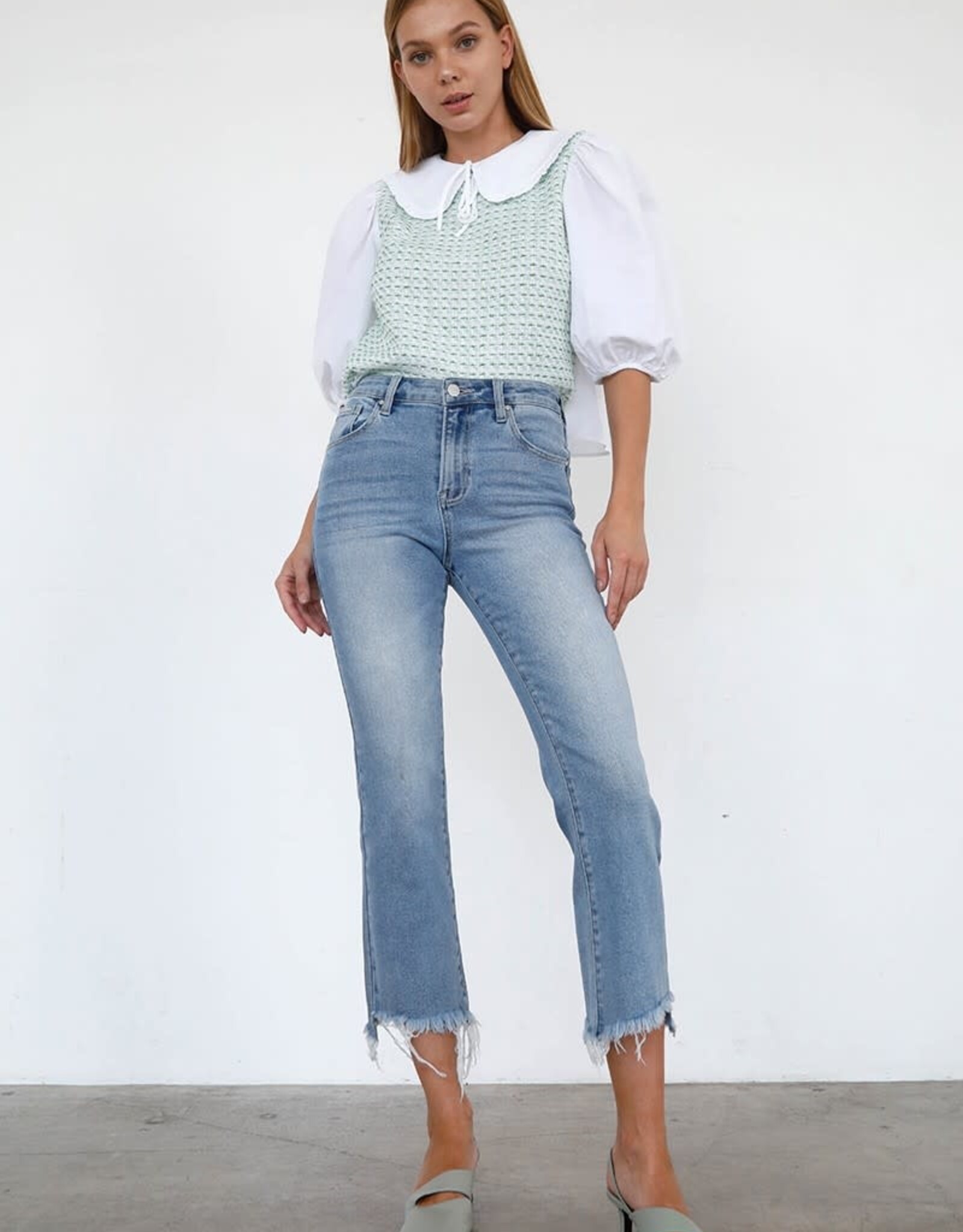 High Rise Crop Boot Cut Jeans