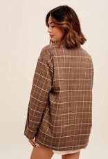 One Button Oversize Plaid Blazer