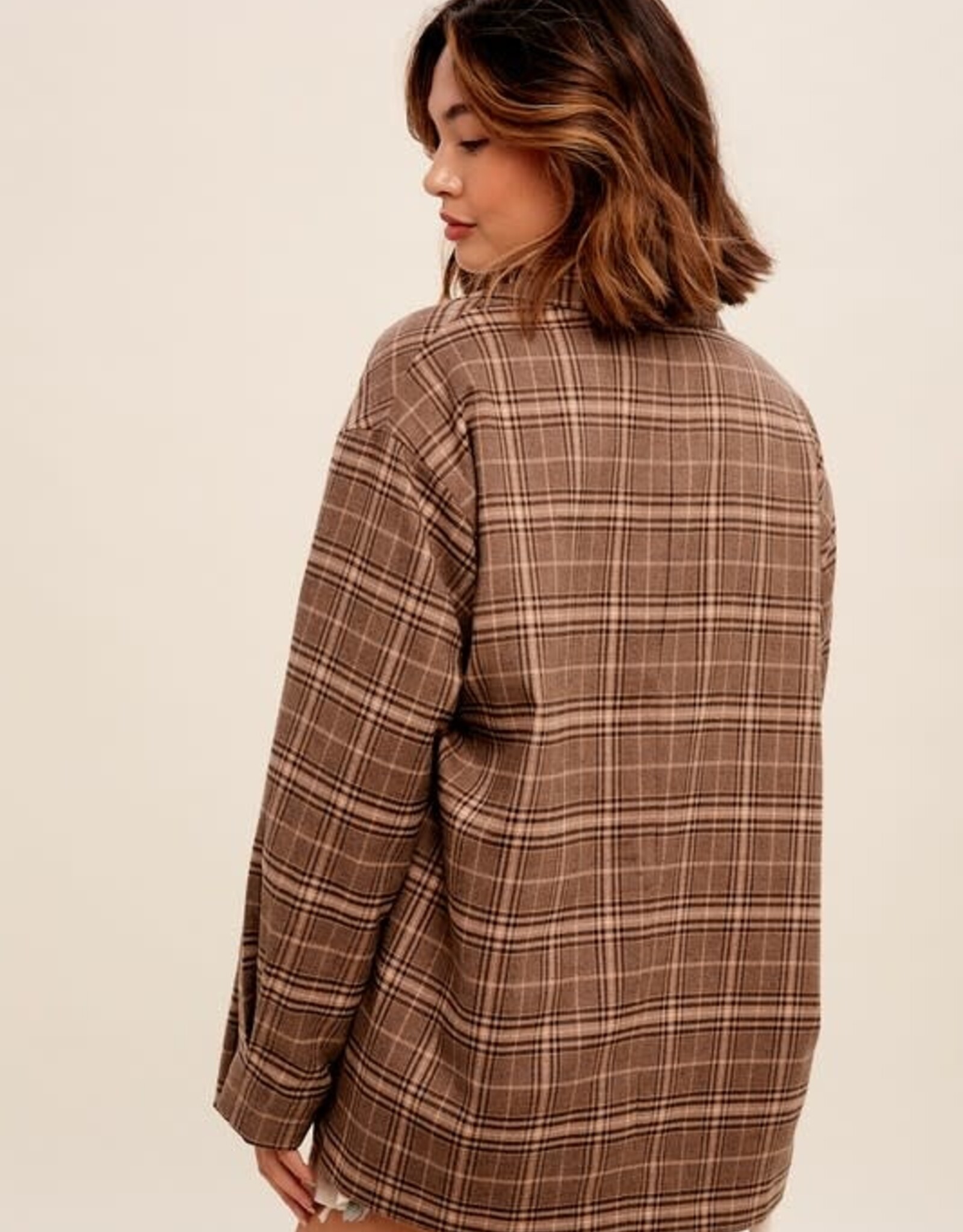 One Button Oversize Plaid Blazer