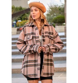 Button Plaid with Button Pocket Shacket