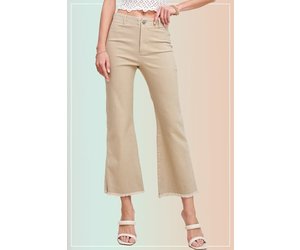 Buttons Frayed Hem Wide Leg Jeans  Printed wide leg pants, Bottom