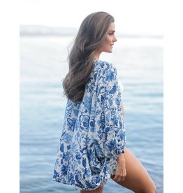 Capri Puff Sleeve Kimono, Blue