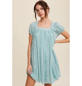 Baby Doll Dress Ruffle Accent Tie back
