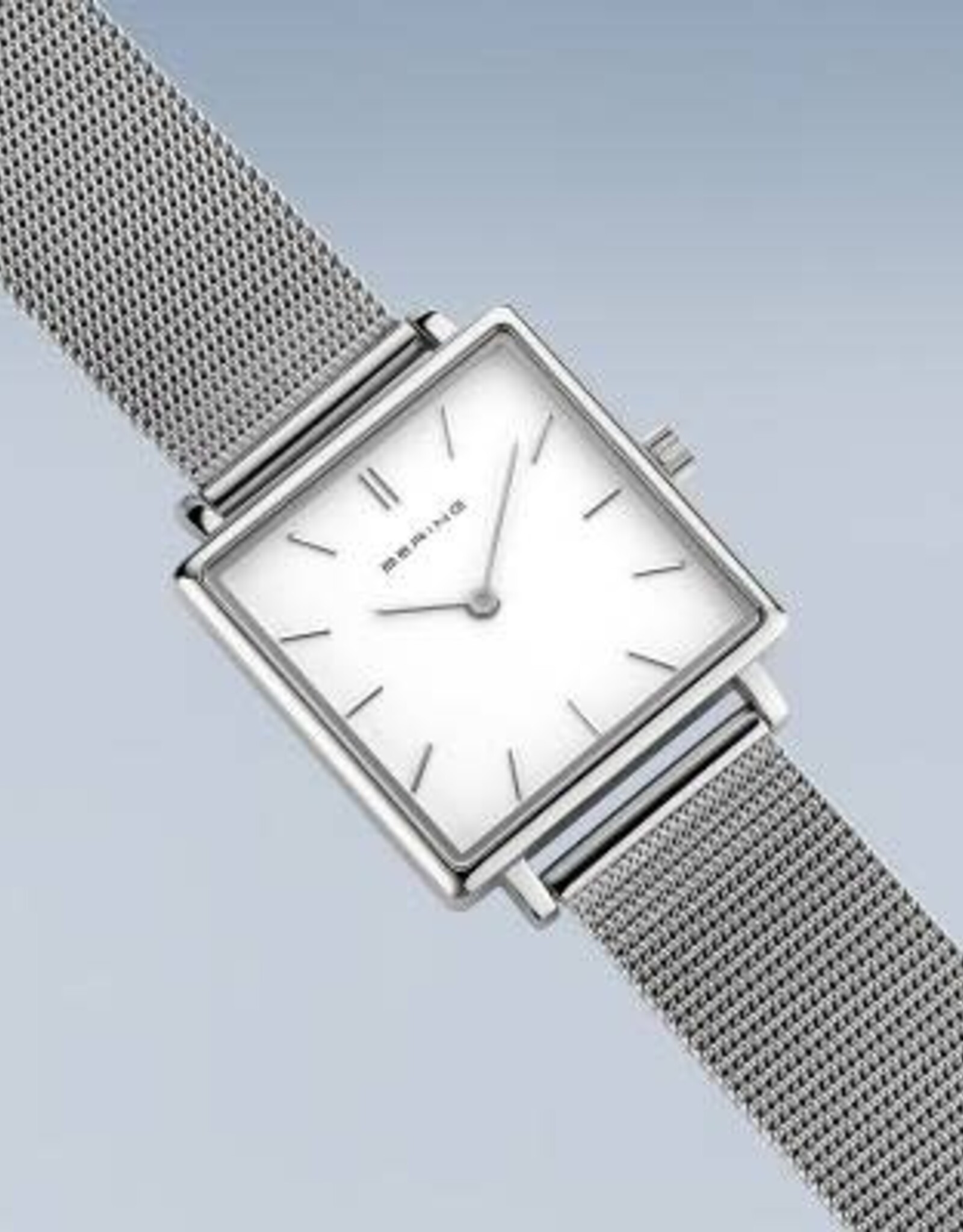 Bering Watch Classic Women Polished Silver Square Face