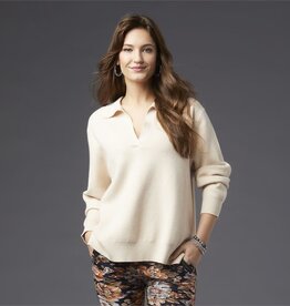 Eliza V-Neck Sweater with Collar Cream