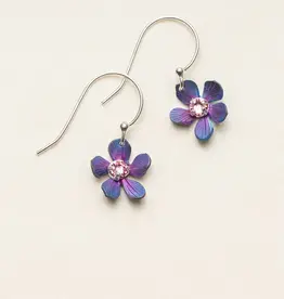 Petite Plumeria Purple dangle earring