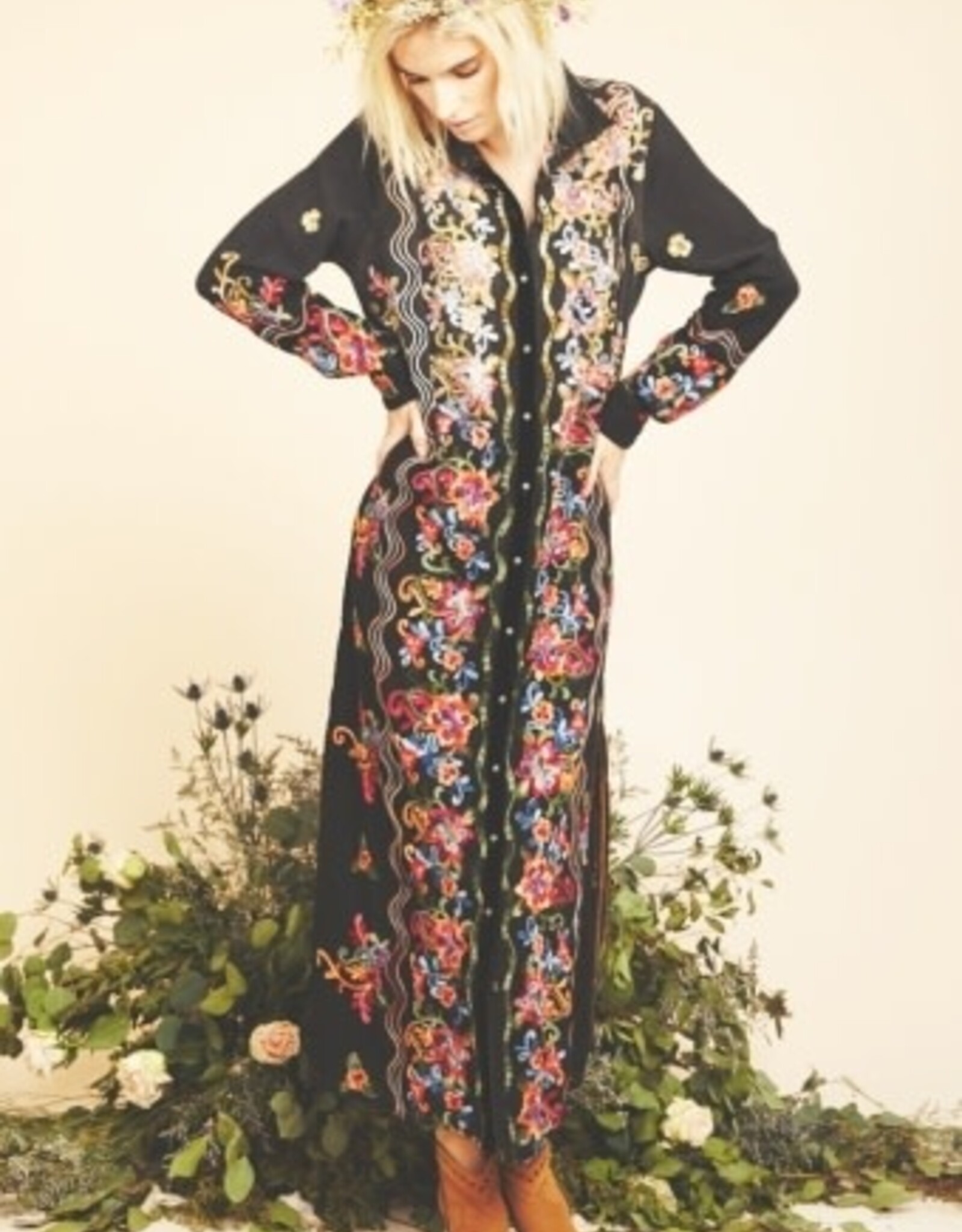 Meadow of Flowers Embroidered  Duster