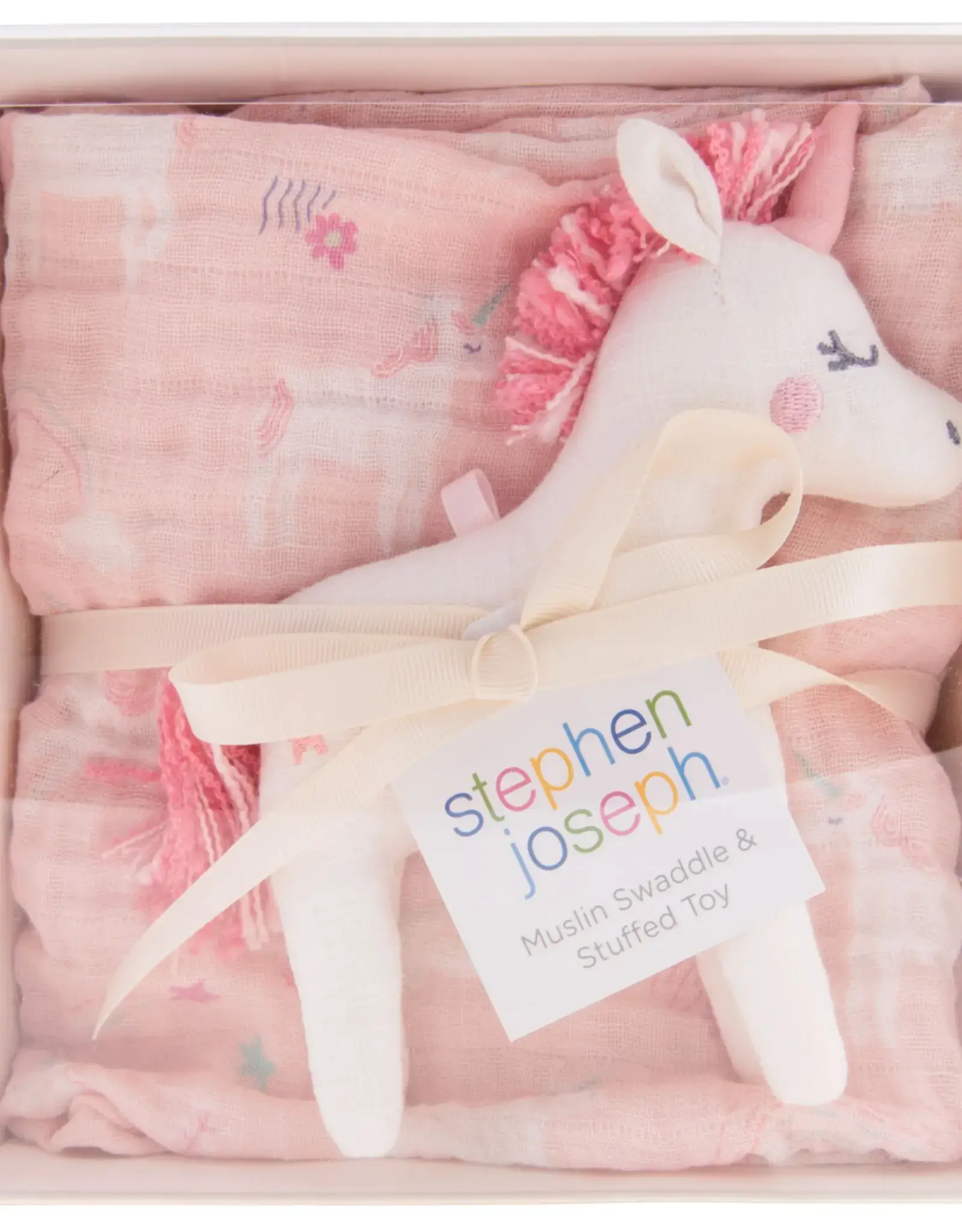 Muslin Blanket & Stuffed Animal Gift Box