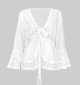 Gretty Zueger Odessa Tie-Front Cotton Cardigan White