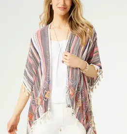 Lucinda Striped Kimono with Tassels One Size