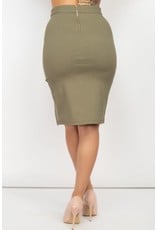 Side Slit High Rise Midi Skirt