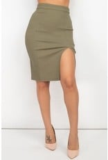 Side Slit High Rise Midi Skirt