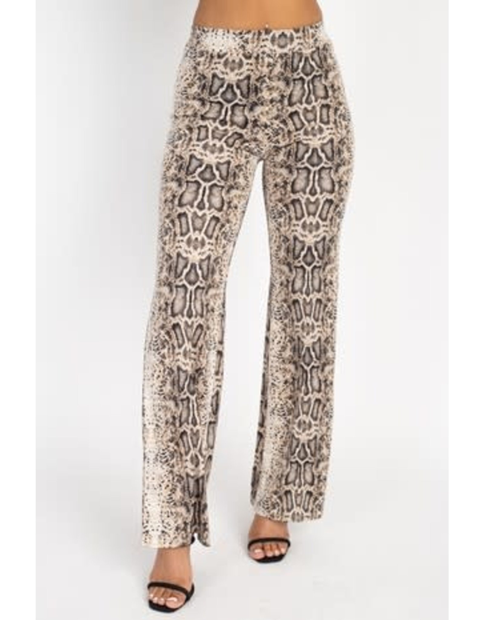 Snakeskin High Rise Flare Pants