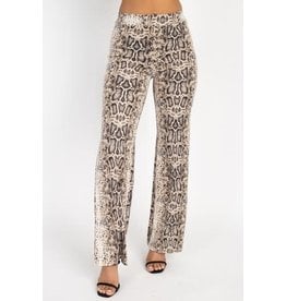 Snakeskin High Rise Flare Pants