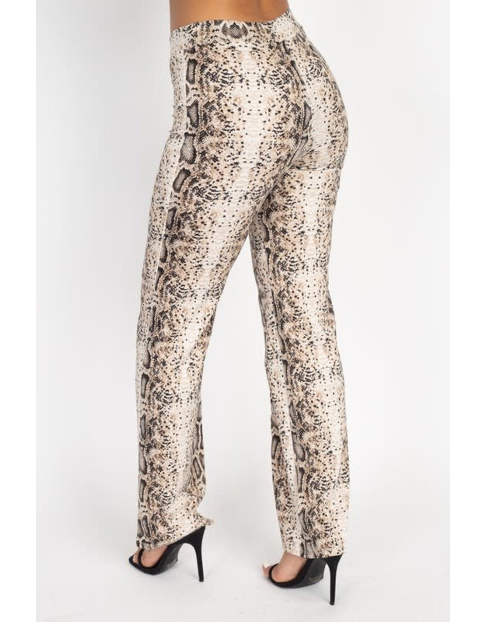 Snakeskin High Rise Flare Pants