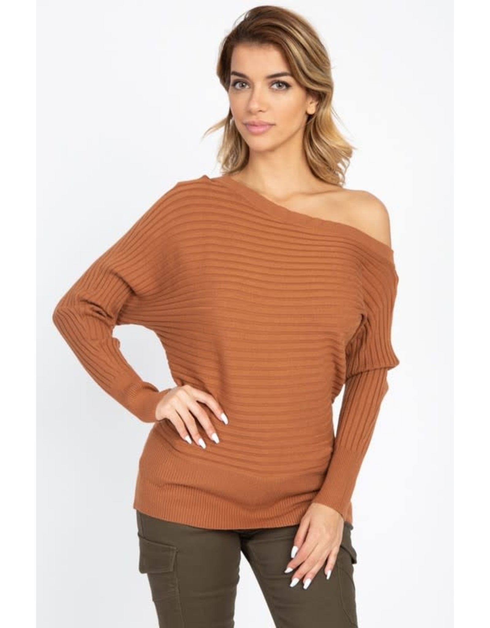 Tops Off Shoulder Ribbed Sweater