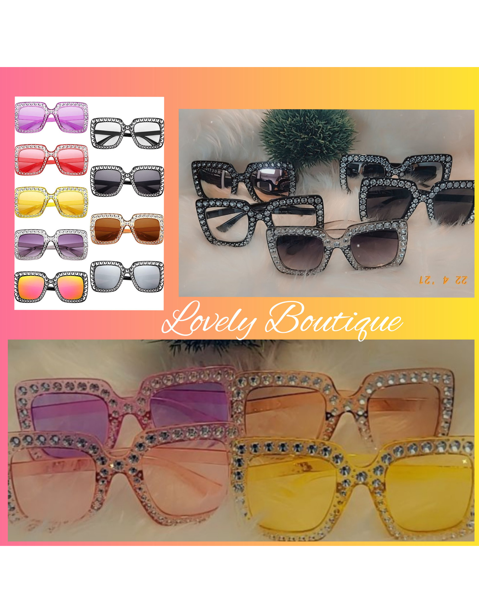 Diamond Oversize Square Sunglasses