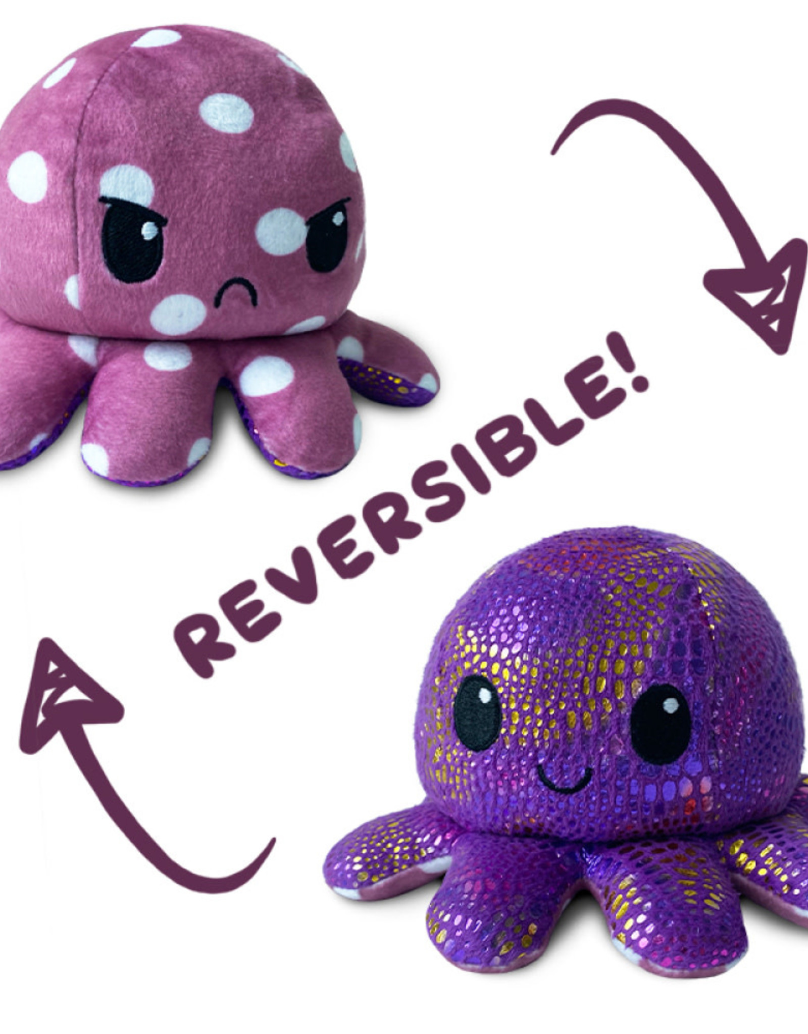 TeeTurtle Reversible Octopus Plush Sparkle/Polka Dot