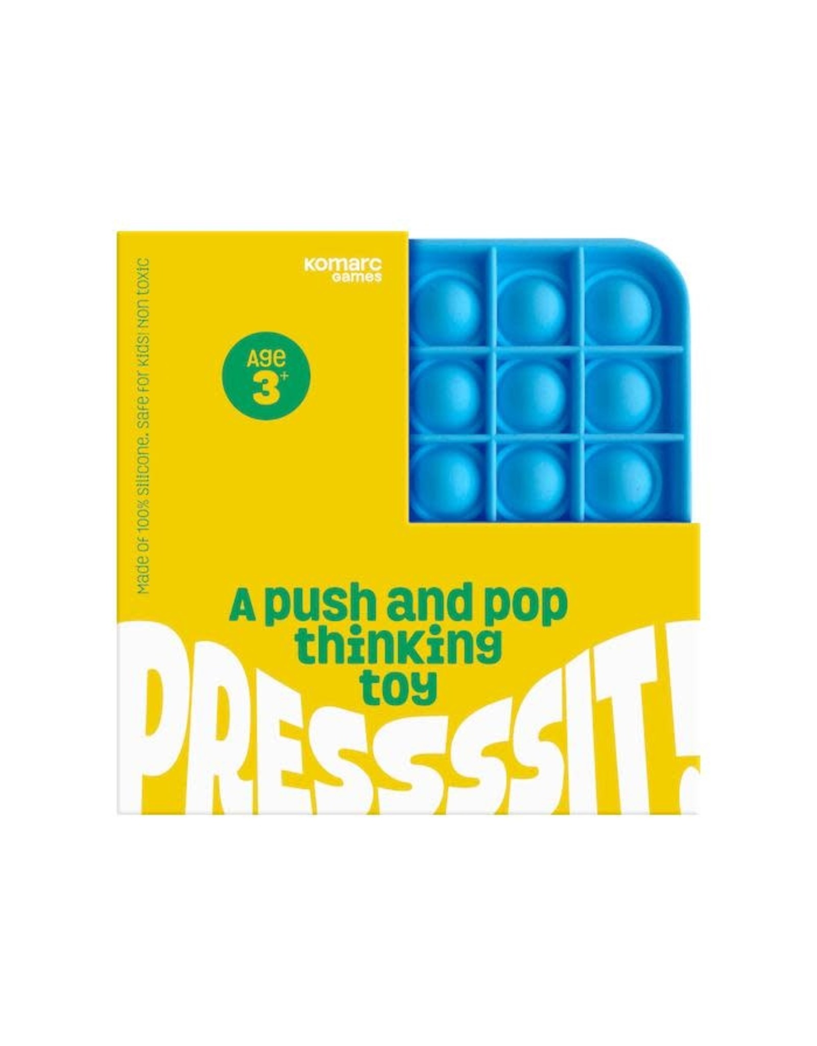 Komarc Games Pressssit Push and Pop Thinking Toy Blue Square