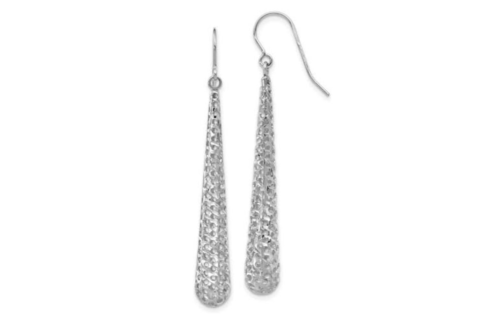 14kt WG Drop Pierced & Textured Earrings