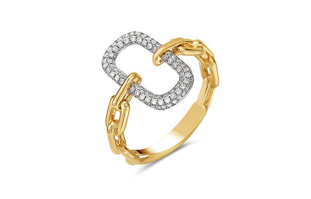 14WYG .33tw Dia Link Ring Sz7