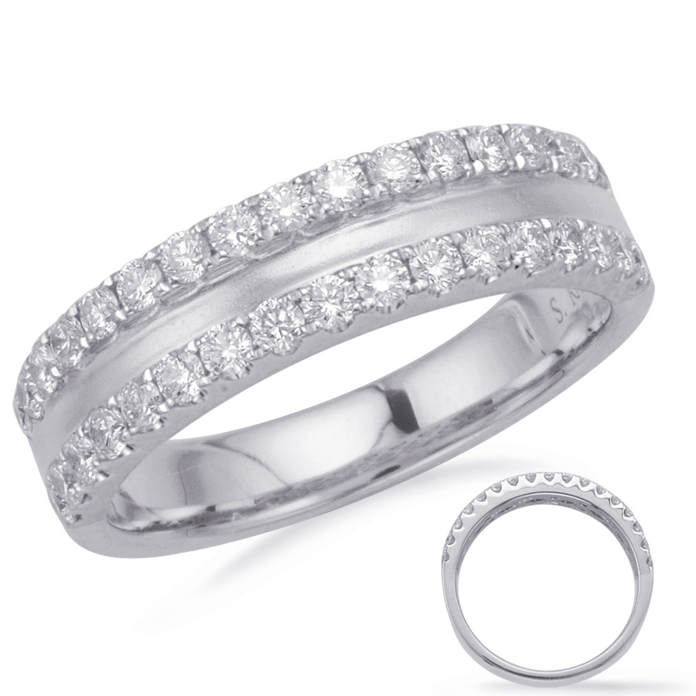 14KY Modern Diamond Double Fashion Band Ring Size 7: 0.61ctw