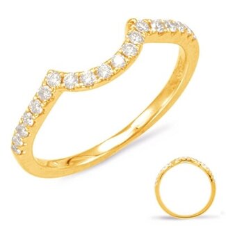 14KY Curved Diamond Wedding Band Size 6: 0.13ctw