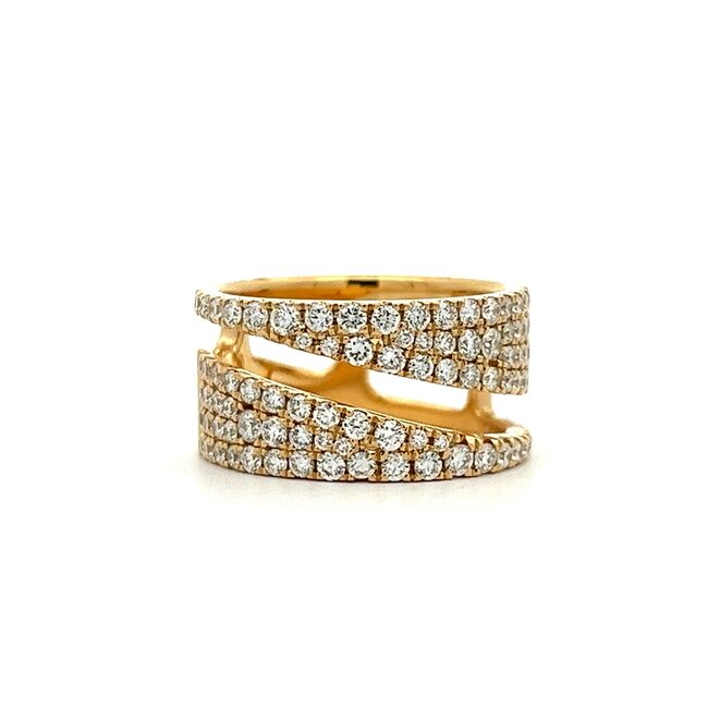 18KY 10mm Wide Negative Space Diamond Fashion Ring: 1.32ctw