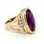 14YG Cabochon Amethyst & Diamond Fashion Ring size 6.5: 6.15gtw, 0.32dtw