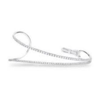 14WG Diamond Curved Open Design Cuff Bangle Bracelet: 1.58ctw