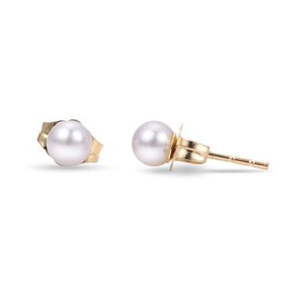 Round Pearl AA Fresh Water Studs in 14k Yellow Gold: 4.0mm