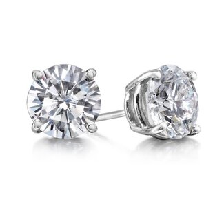 Diamond Studs: 4 Prong Basket Setting Earrings in 14k White Gold : 5/8 ct Diamonds